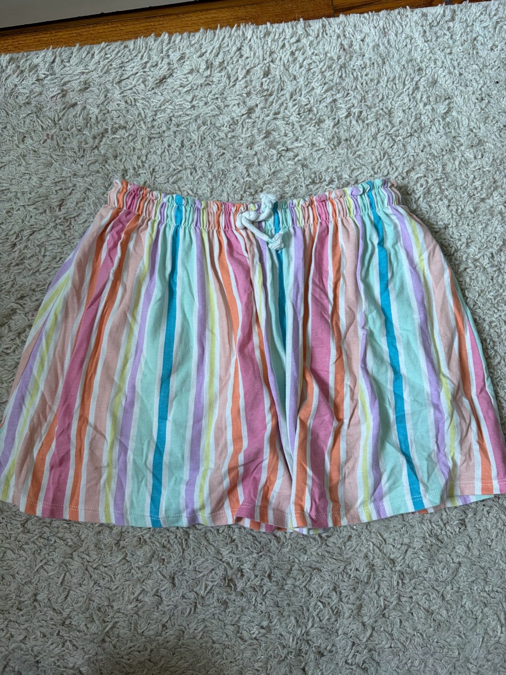 Girls Multicolor Striped Elastic Waist Shorts